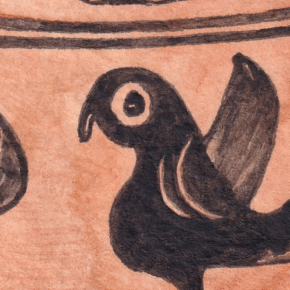 Arwil Art and Design watercolour illustration of a greek amphora vase, with gentle shading and fine line details - cropped to show detail